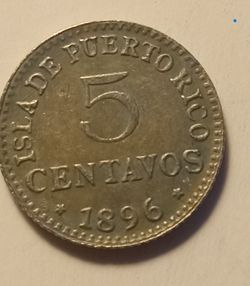 1896 Puerto Rico 5 Centavos Antique coin / Token