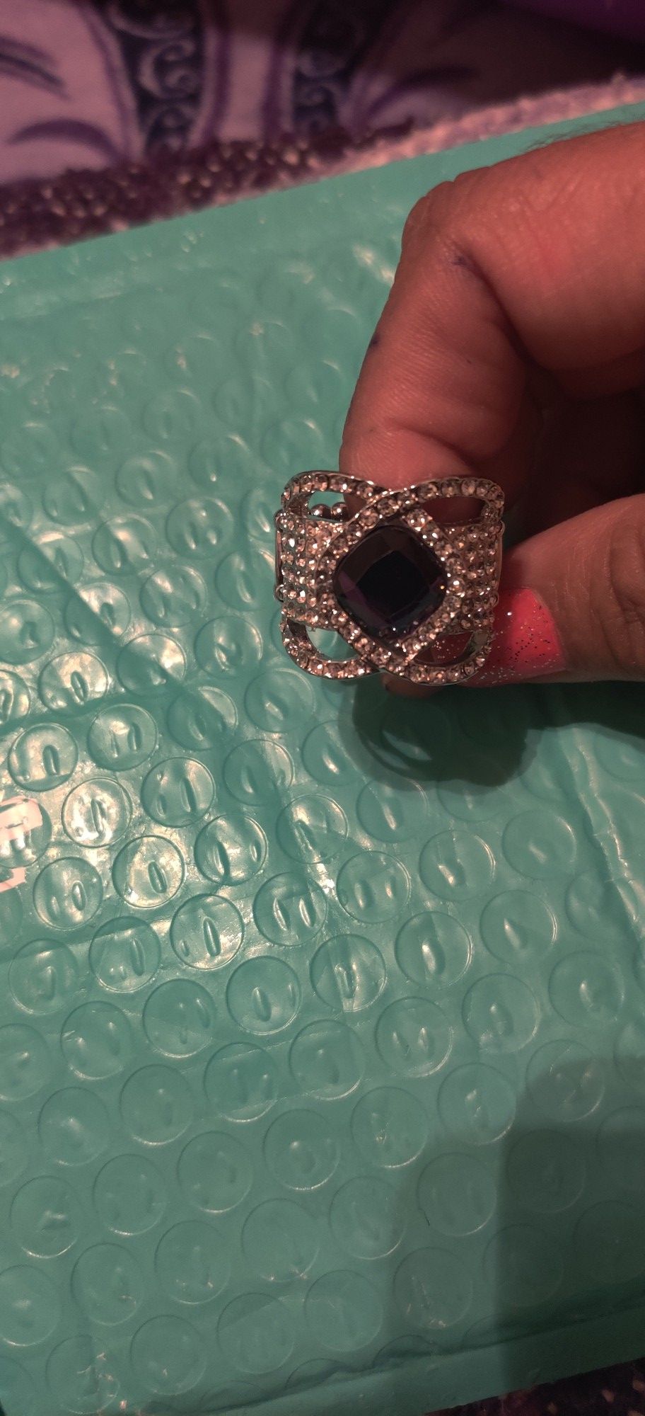 Purple rhinestone ring