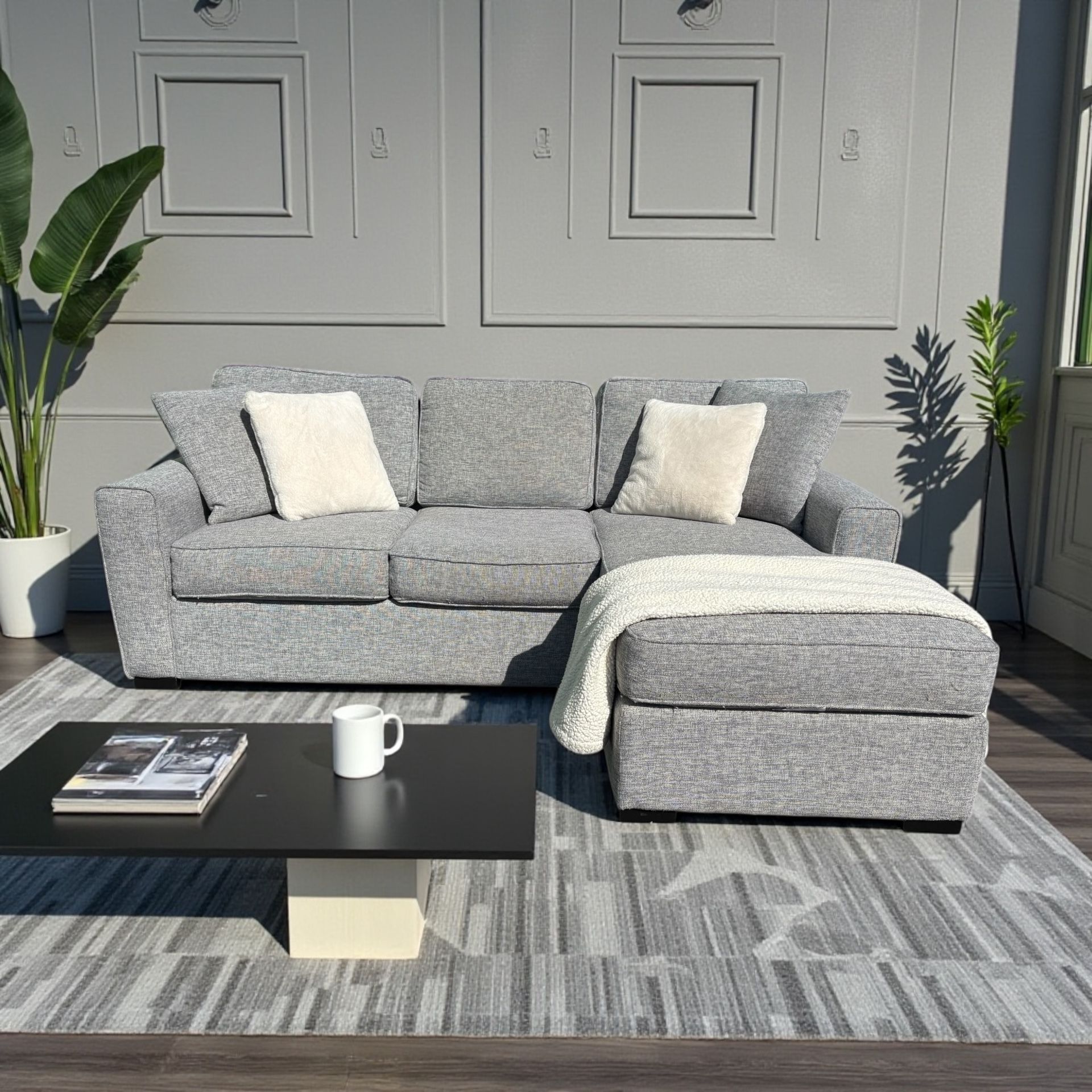 FREE DELIVERY - Grey Interchangeable Chaise Couch