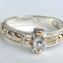 Rosary ring silver 925 and gold 10k size 8, 9.5, 10, 10.5, 11, 12, 13, 13.5 men rings Silver 925 Sterling with 10k-Gold-Laminated Parts Very fine