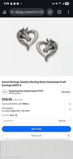STERLING SILVER HORSE HEAR5 STUD EARRINGS