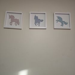 3 Piece Unicorn Frames Girls Bedroom Decor