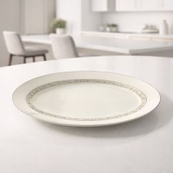 Lenox Springdale 16” Oval Serving Platter Ivory Platinum Trim USA Discontinued