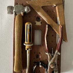 Vintage Handyman Tools 3D Light Switch Cover Hammer Pliers Screwdriver H1