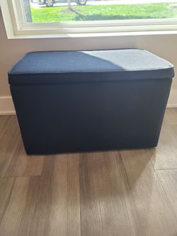 Black Fabric Storage Ottoman Bench