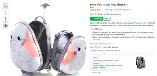 Heys Travel Tots 18" Luggage with Backpack Bumble Bee