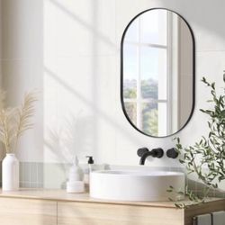 ANDY STAR Black Oval Mirror, 20x33’’ Oval Mirrors for Bathroom, Pill Shaped Mirror, Black Mirror Van