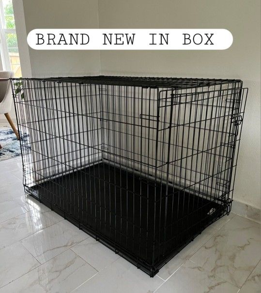 New In Box 42"x28"x31" Xl'Xxl Dog Crate $75 Up To 90lbs 2 Door Folding Dog Cage, Potty Training Divider, Floor Tray Jaula De Mascota