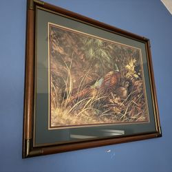 Large Framed Wildlife Art - Pheasants in Nature