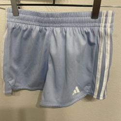 Adidas Girls Baby Blue Regular Fit Athletic Shorts, Medium