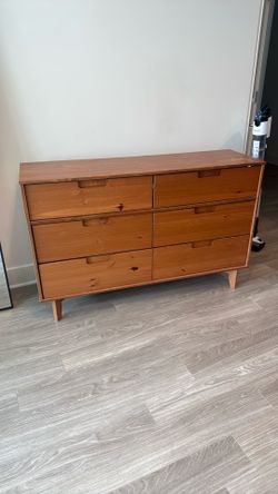 6-Drawer Wood Dresser Mid-Century Style