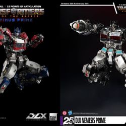 TRANSFORMERS RISE OF THE BEAST OPTIMUS PRIME DLX & NEMESIS PRIME (BBTS EXCLUSIVE) 12” DIE CAST