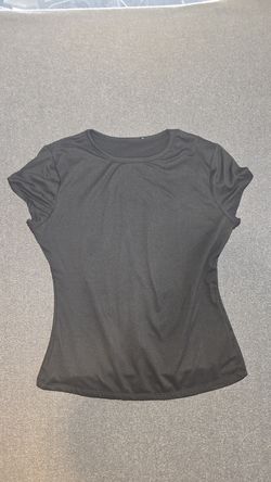 Women's Black Short Sleeve Scoop Neck Top - Size XL (Style 81B25J)