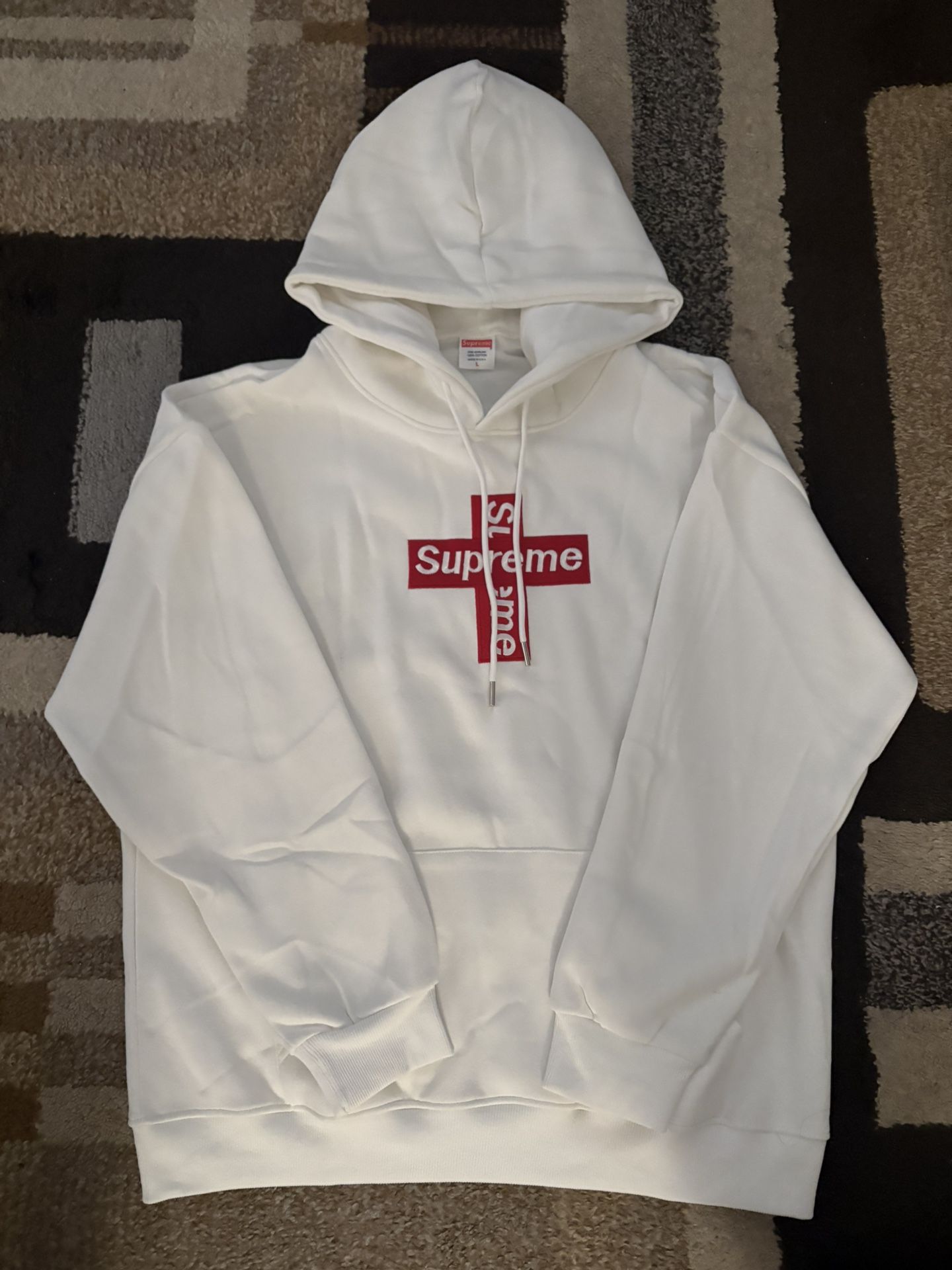 Supreme Cross Box Logo Hoodie White Size Large