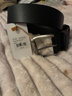 Belforte Black Black Leather Belt Size 36 with Tags