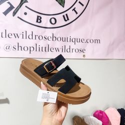 Black Slide Sandals Size 6