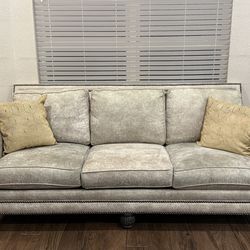 Cream Sofa with Nailhead Trim