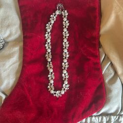 BRIDAL COLLECTION SILVER TONE WHITE RHINESTONE STRETCH Necklace