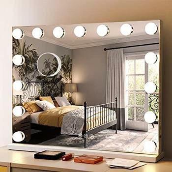 Hollywood Lighted Vanity Mirrors with USB Charging 15 Dimmable LEDs 3 Color Lighting Touch Control