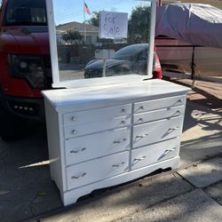 Antique Solid Wood Dresser & Mirror 