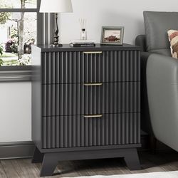 Black Fluted Nightstand - HLG047