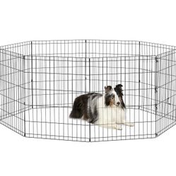 Foldable Black Metal Dog Exercise Pen
