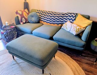 Castlery Brand Pebble Couch & Ottoman - Dark Green