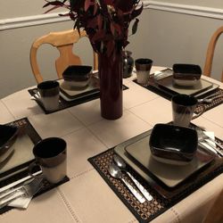 Dinning Table With Everything Except  Silver Ware.