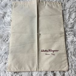 Salvatore Ferragamo Shoe Dust Bag Beige Cotton Drawstring 15x12 New
