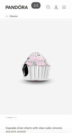 Pandora Cupcake silver charm with clear cubic zirconia