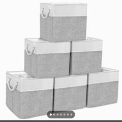 Brand new ✨️ Pack of 6 Grey Linen Storage Basket Cubes