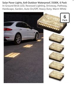Solar Paver Lights, 6x9 Outdoor Waterproof6 Pack