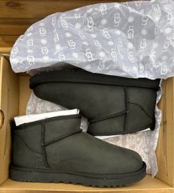 Ugg Black Classic Ultra Mini Leather Women's Boots 1174210-BLK