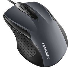 TECKNET USB Wired Mouse, 6-Button Corded Mouse with 2 Adjustable DPI, Optical Computer Mouse with Ergonomic Design and 5FT Cord for Laptop, Chromebook