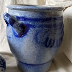 One Vtg Handmade 6L Salt Glazed Stoneware Large Pot Vase Crock