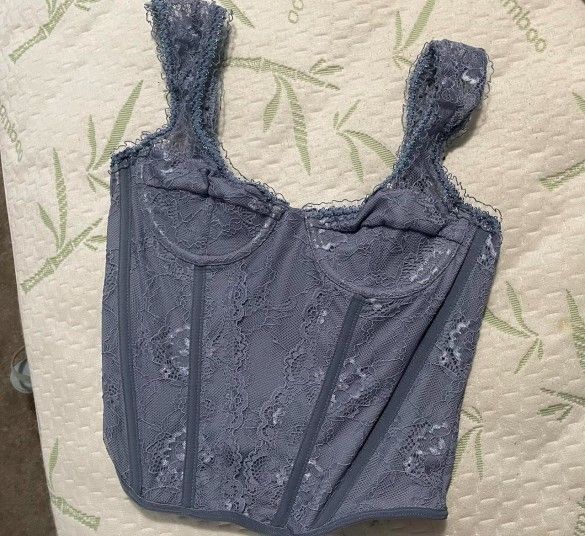 Blue Lace Corset Top