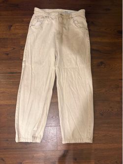Cream Denim Jeans (Size: 36)