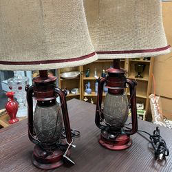 Red Lantern Lamps Vtg- Style 