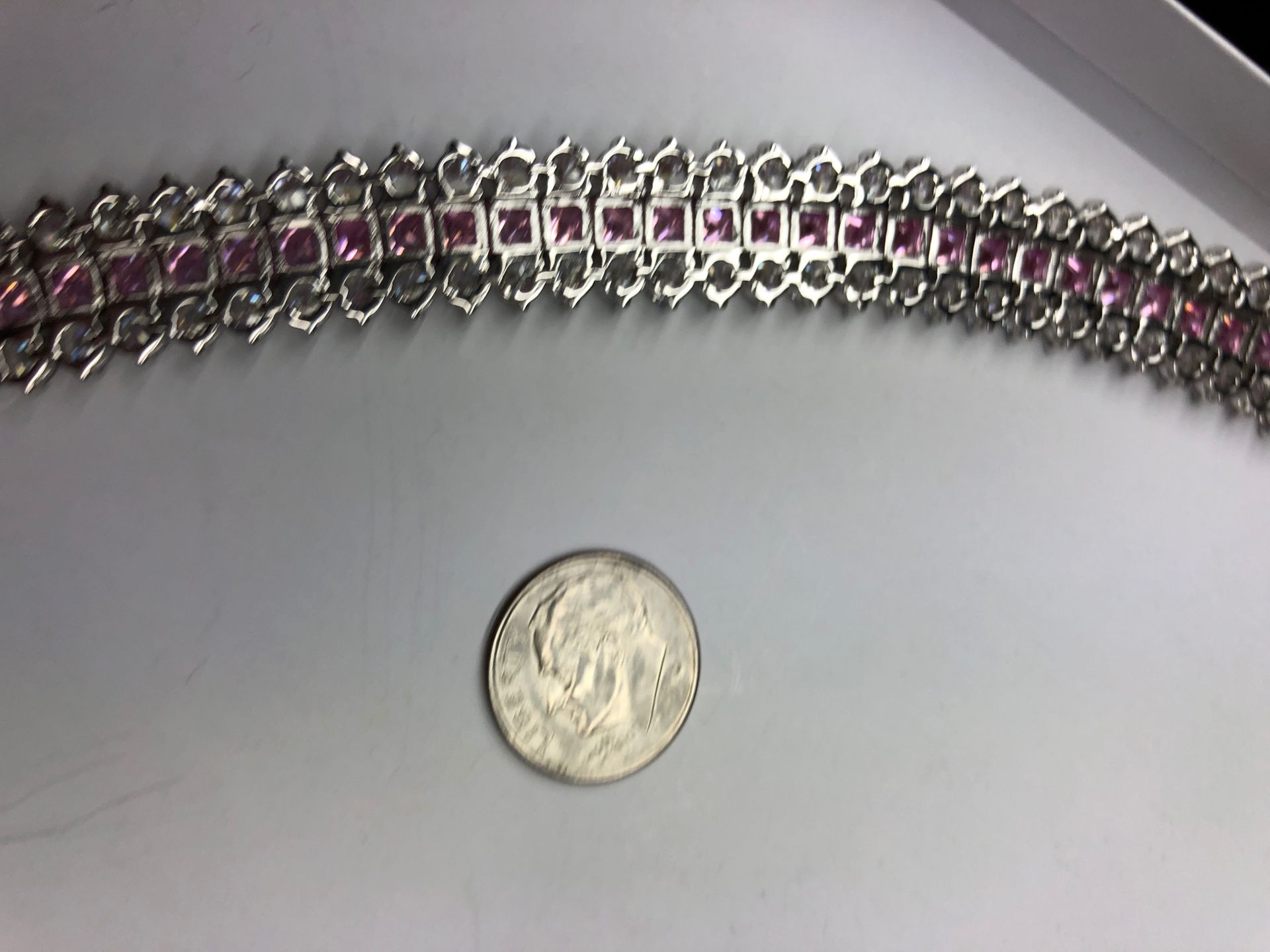 Sterling and pink and white CZ bracelet, gorgeous