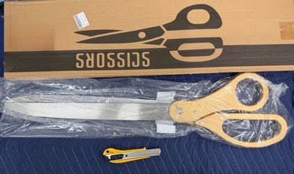 30" Ribbon Cutting Scissors Grand Opening Ceremony Kit w/ Ribbon Gold XL