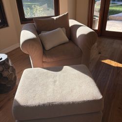 Large Upholstered Chair & Ottoman