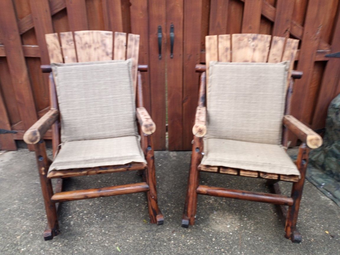 2 Heavy Duty Log Cabin Style Rocking Chairs 