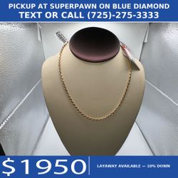 14K Yellow Gold Rope Chain Necklace (22.3g) ( Ask For David )