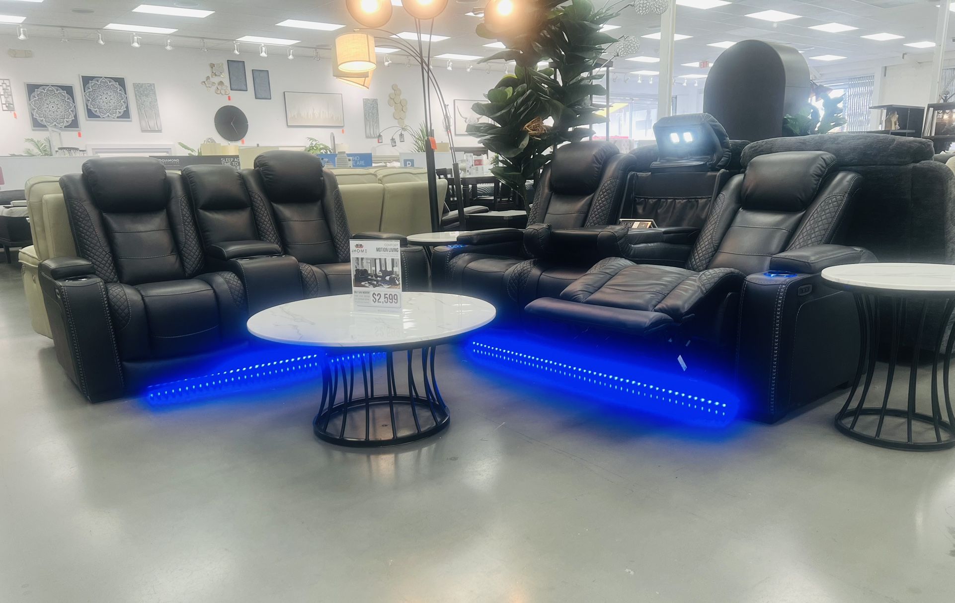  SOFA SET POWER  RECLINER W DROP DOWN CONSOLE W USB  DRINK HOLDER + PORT CHARGER  AVAILABLE IN LIGHT GREY)