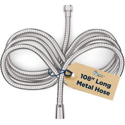 HammerHead Showers® ALL METAL 9 ft Shower Hose - CHROME – Extra Long 108”