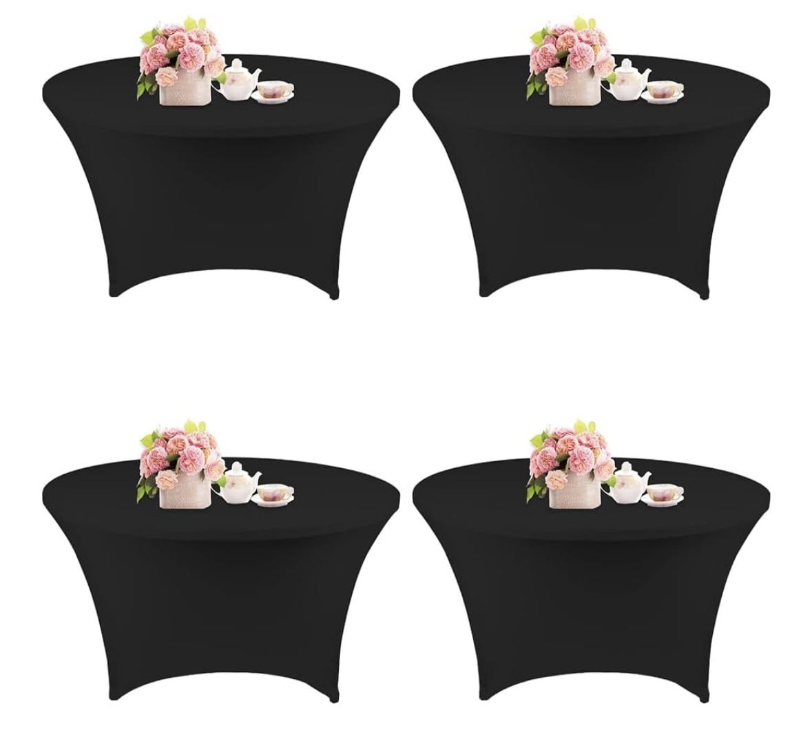Stretchable Table Covers - Round Black 5 Ft