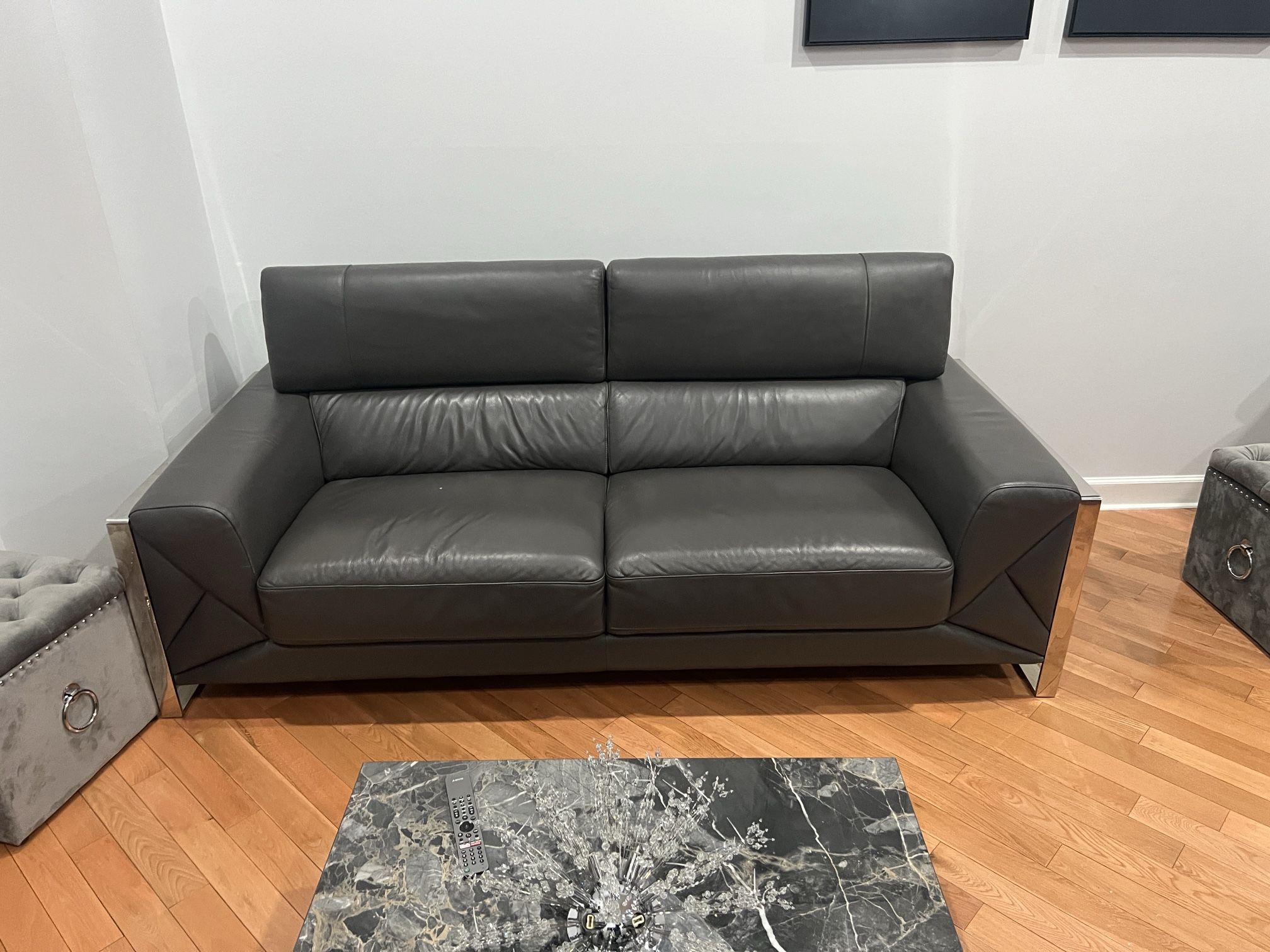 Three Peace Set Leather Sofa, Loveseat And Chair