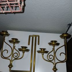 2 Antique Brass Wall Candle Abras