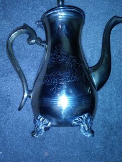 Vintage E.P.N.S. England Floral Etched Silver Teapot