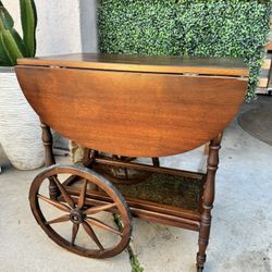 Antique Bar Tea Cart With Tray 